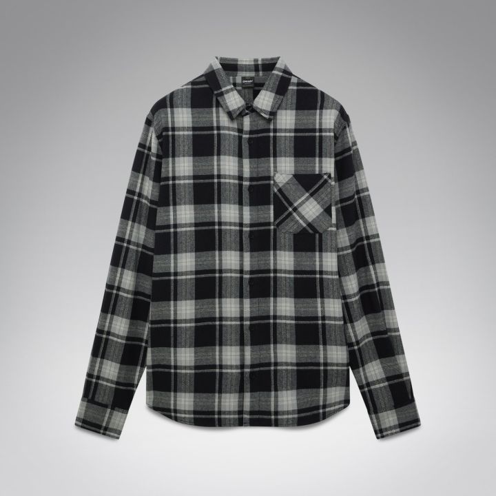 Oakley Podium Plaid Long Sleeve Flannel – Pitch Bla/Cem/Mist Check