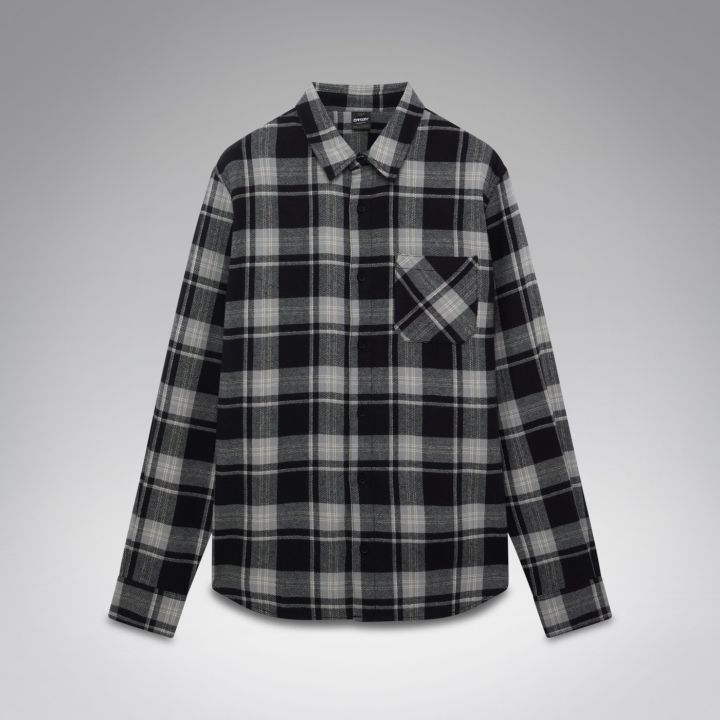 Oakley Podium Plaid Long Sleeve Flannel – Graph/Granit/White Check